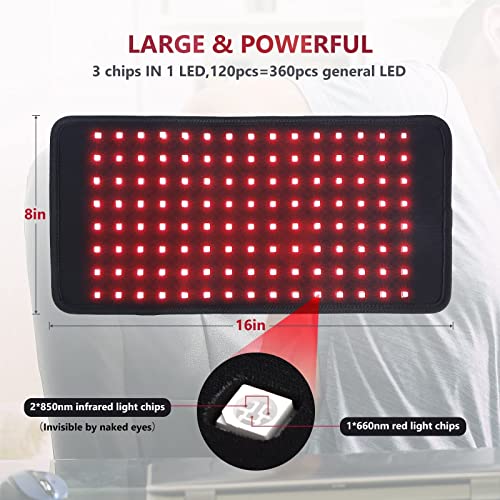 Bolasen Red & Infrared Light Therapy Wrap For Body Pain Relief - 120Pcs Led With 1 * 660Nm And 2 * 850Nm Wavelength Each, Large Pad Belt With Auto Off Function, Portable Usb Cord For Home/Office Use #TOP4