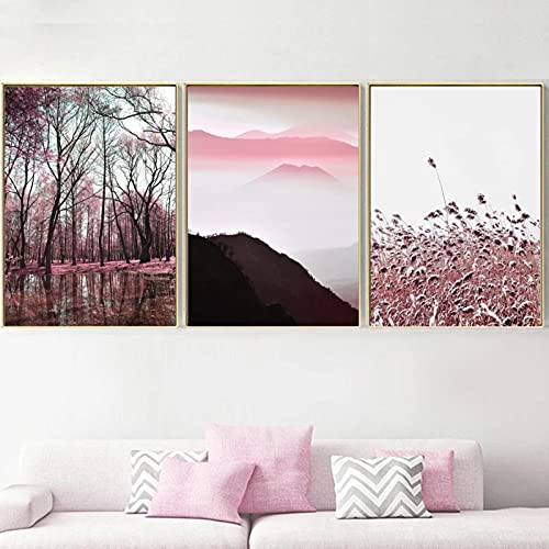 Toile peinture rose et montagne sans cadre : personnalisez facilement votre décoration murale