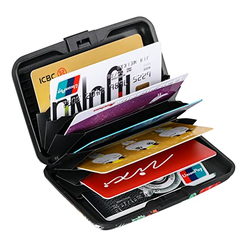 Image of Elfish Mini RFID Aluminum Wallet Credit Cards Holder Business Card Case Metal ID Case for Men Women, Tiger Rose