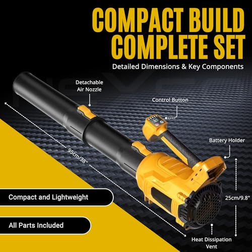 Nexso Cordless Air Blower Powerful 320CFM & 150MPH | Compressed Air Duster | Includes 2× 4000mAh Batteries & Charger | 5-Speed Adjustable, Lightweight, Ergonomic, Powerful for Yard, Car & Workshop