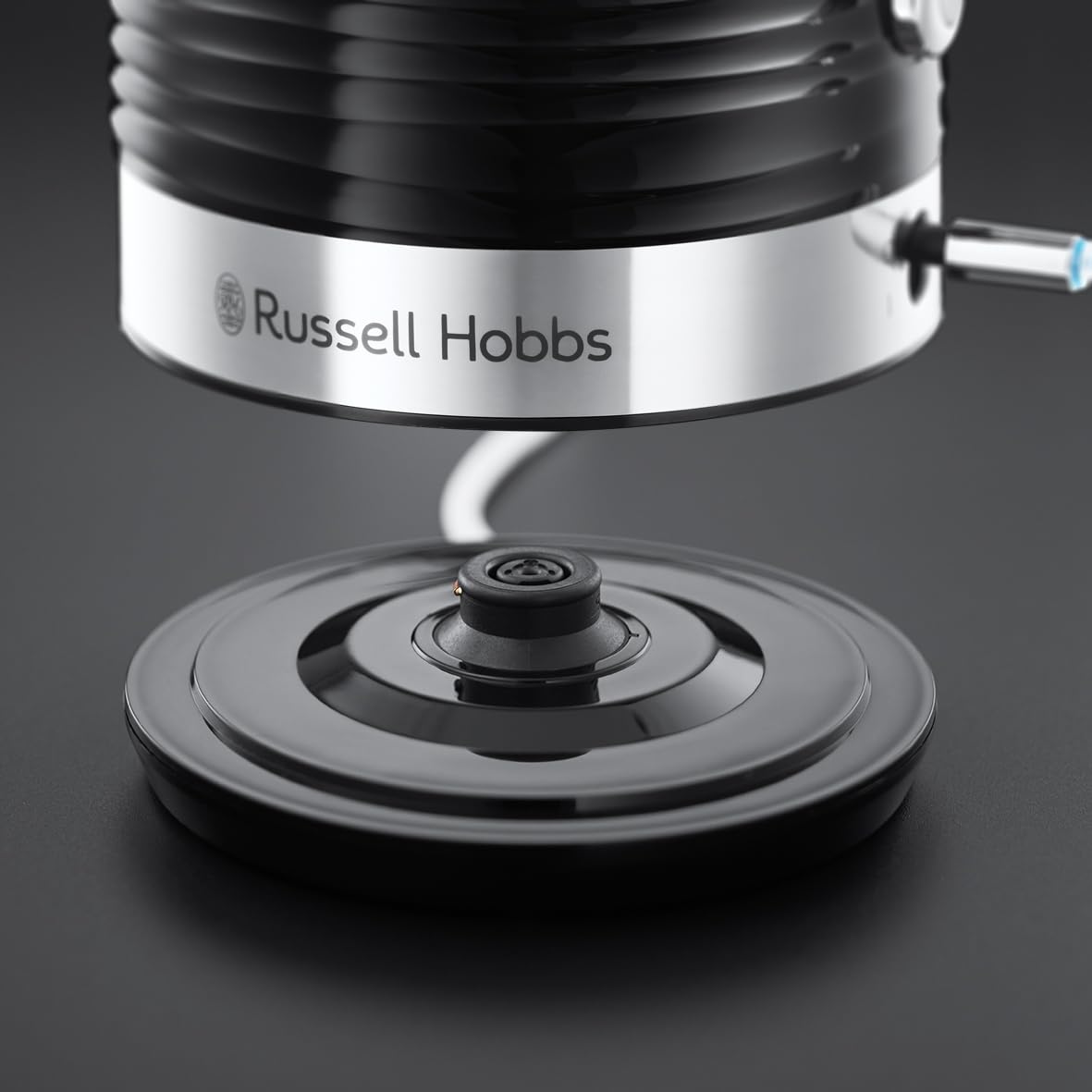 Russell Hobbs Hervidor de Agua Eléctrico Inspire, 1,7 litros, 2400 W, Filtro Extraíble, Zona de Ebullición Rápida, Base de 360°, Indicador Nivel de Agua, Plástico Texturizado, Negro, 24361-70