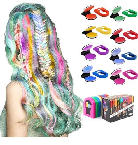Tizas para el pelo para niñas, 8 unidades de tizas lavables para el cabello para niños, portátil, no pegajoso, temporal, color luminoso, spray de pelo para niños, Navidad