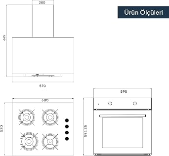 Kumtel Home Basic Beyaz Cam Ankastre Set [Enerji Sınıfı A+]