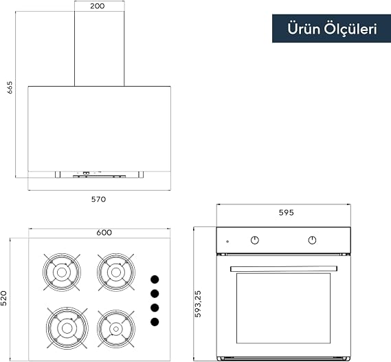 Kumtel Home Basic Beyaz Cam Ankastre Set [Enerji Sınıfı A+]