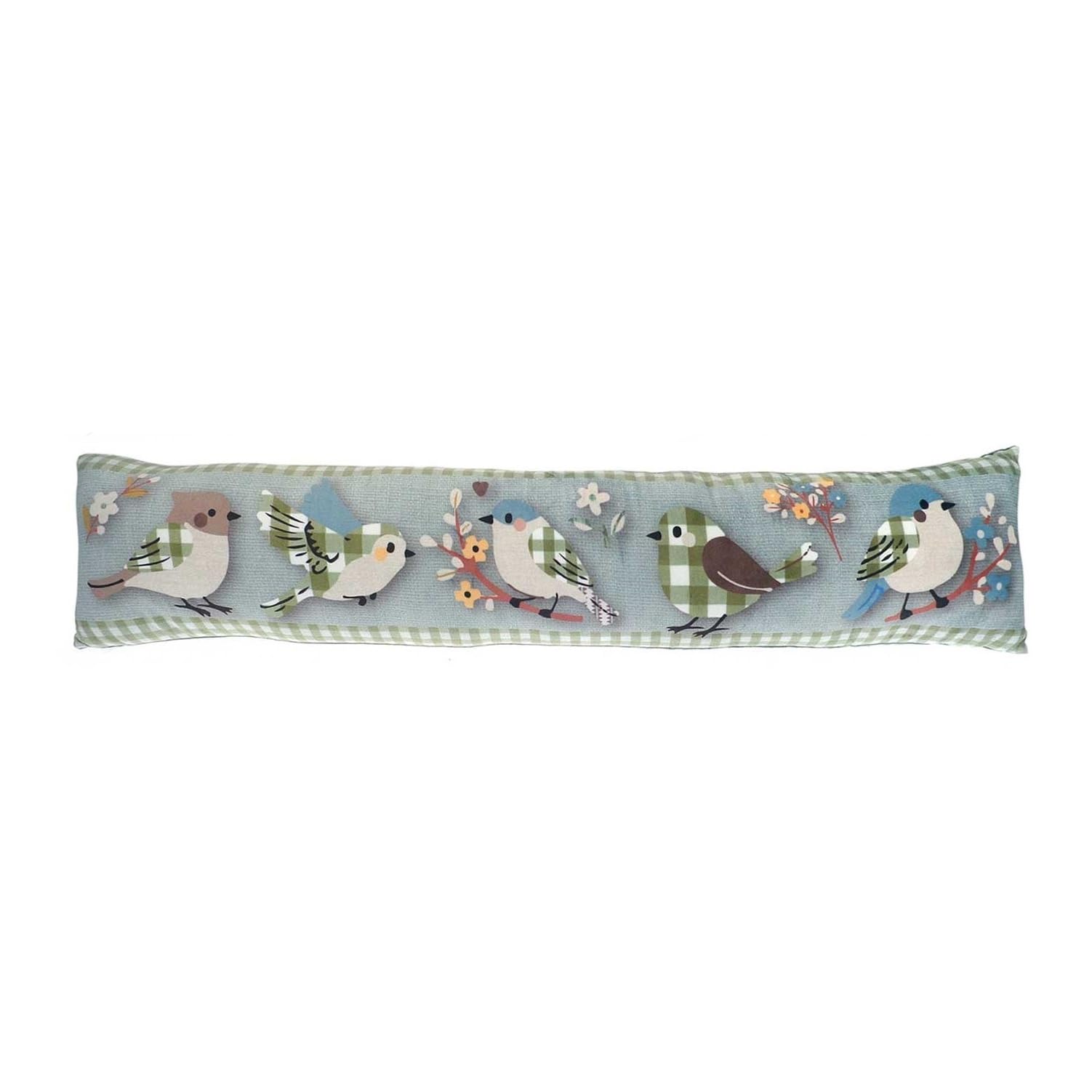 Printed Fleece Design Door Draught Excluder, Draught Stopper (Spring Birds)