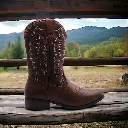 Jazamé Men's Western Cowboy Boots Ankle High Riding Botas por Hombre Tall Embroidered Classic Dress Boot2