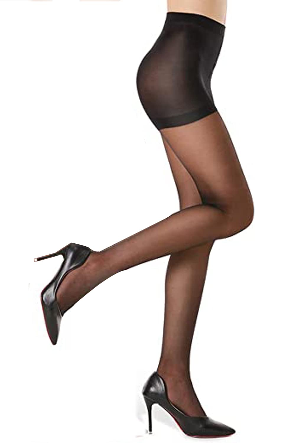 Full-Length Pantyhose Stockings for Women and Girls - Sheer Nylon Black Stockings with Socks