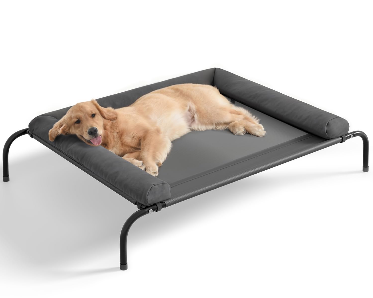 WESTERN HOMECooling Elevated Dog Bed for Large Dogs, Portable Indoor & Outdoor Raised Dog Bed with Breathable Mesh, Chew Proof Pet Hammock Cots with Removable and Waterproof BolstersOEKO-TEX STANDARD 100