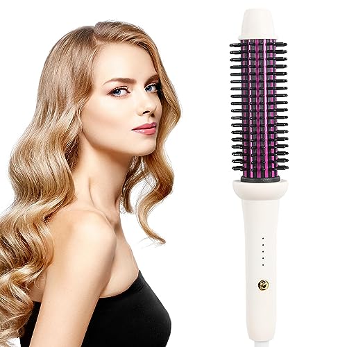 Plancha para el cabello con cepillo ionizado, peine calentado de 28 mm, rizador y alisador eléctrico para cabello, cepillo alisador iónico para spa, hogar y viaje miniatura 1