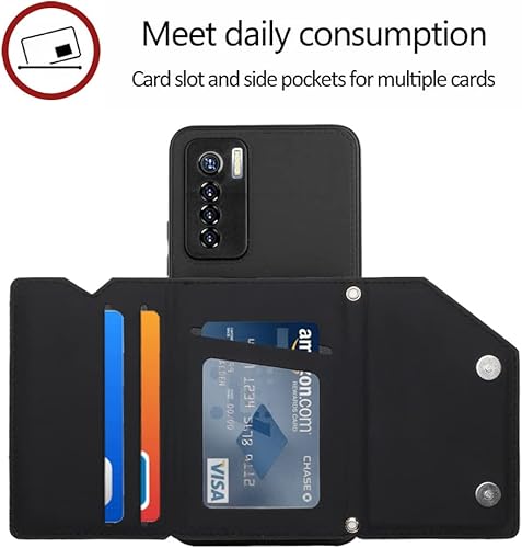 Miniatura 3 de Funda de piel sintética compatible con Tecno Camon 18 Premier, función atril de piel sintética con ranura para tarjetas, compatible con Tecno Camon