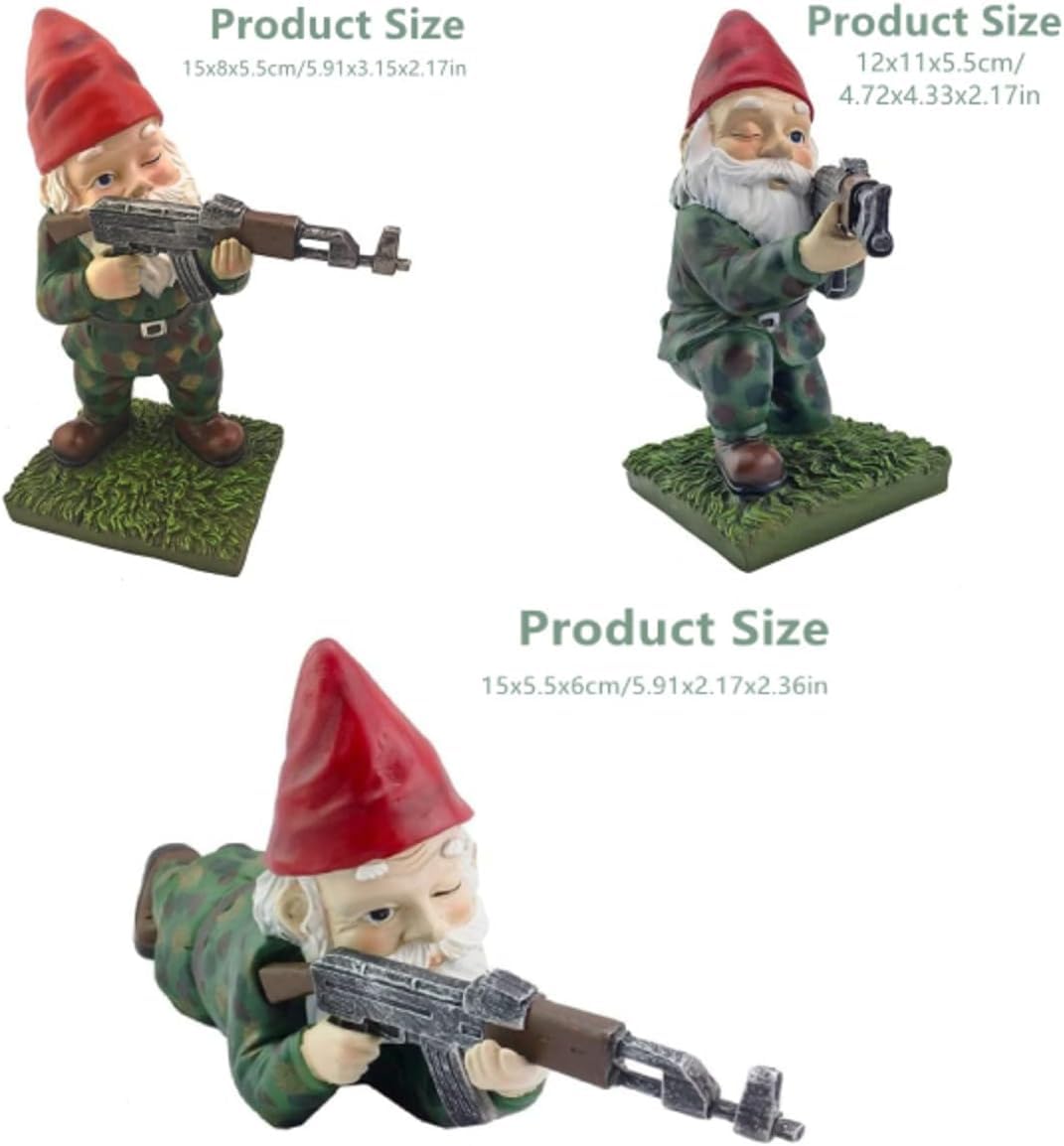 Garden Gnomes Statue, Military Garden Gnomes, Funny Army Gnomes,Gnomes Garden Decorations - Image 2