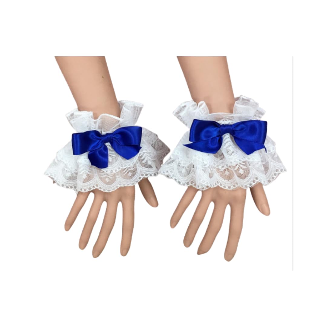 COSDREAMER women gloves Ruffle Cuffs Steampunk Wrist Cuff Bracelet (01-blue)