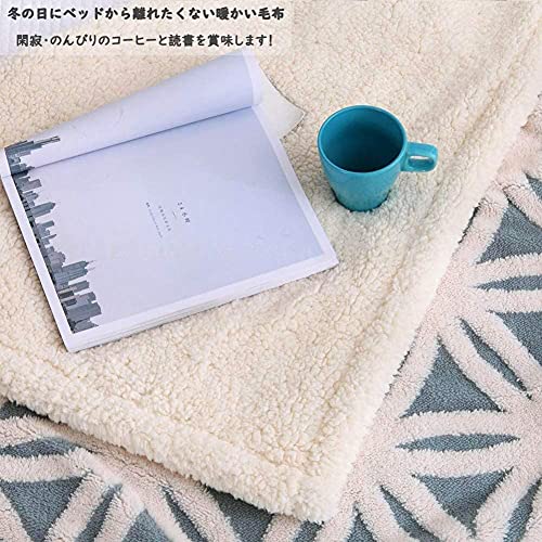 sledar(スレダー) 毛布 掛け毛布 ハーフ ひざ掛け 羽織れる 大判 発熱二枚合わせ パイル シープ調 ふわふわ 丸洗いOK 抗菌防臭 防ダニ加工 北欧風 プレゼント 秋冬 (100ｘ130cm,ライトブルー) [3]