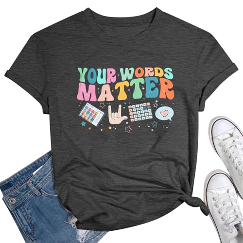 Teacher Shirts Speech Therapy Shirt: Women Special Education Sped Teacher T-Shirt Mental Health Graphic Tee Top