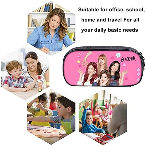 Blackpink Pencil Case,Pencil Case Pencil Case Large Capacity Cosmetic Bag Double Zippers Pen Bag Office Pen Holder Organizer Stationary Bag, for School Student Girls Boys and Adults