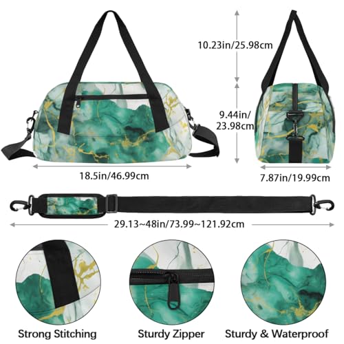 Emerald Green Marble Texture Kids Duffle Bag Boys Girls Small Sport Dance Gym Bag for Overnight Travel Weekender Carry On4