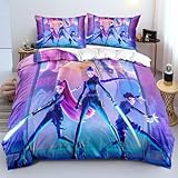 Shaari Anime Bettwäsche Set 135x200,Rumi Mira Zoey Jinu Tiger Saja Microfaser Einzelbett Bettwäsche-Sets 1 Kissenbezüge 80x80