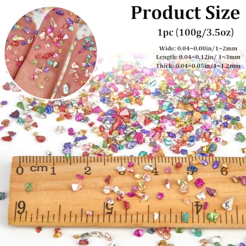 GORGECRAFT 1 Box Irregular Broken Glass Glitter Colorful Crushed Glass Chips 100gG Sequins Metallic Gravel Craft Art for Coasters Ornament Jewelry Making Vase Filler DIY Resin - Image 3
