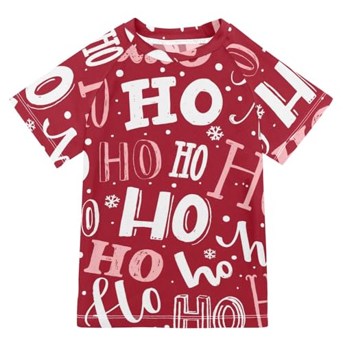 Aflyko Christmas Boys' Swim Shirt Ho Ho Ho Funny Rash Guard Beachwear Sun Protection Fishing Hiking Camping Surfing Swimming Toddler Infant Summer Daily T-Shirt, 4T Multicoloured