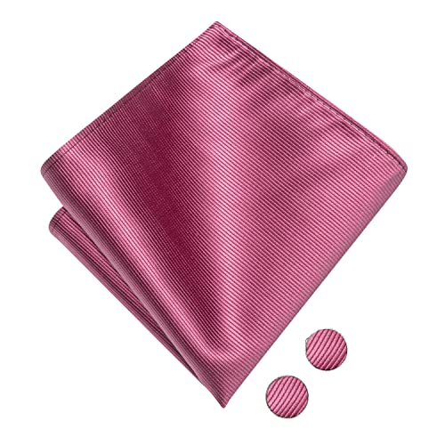 Image of Hi-Tie Men Dark Pink Mens Bow Ties Pre-Tied Pocket Square Lapel Pin Cufflinks Mens Bowtie Sets for Wedding Formal Party