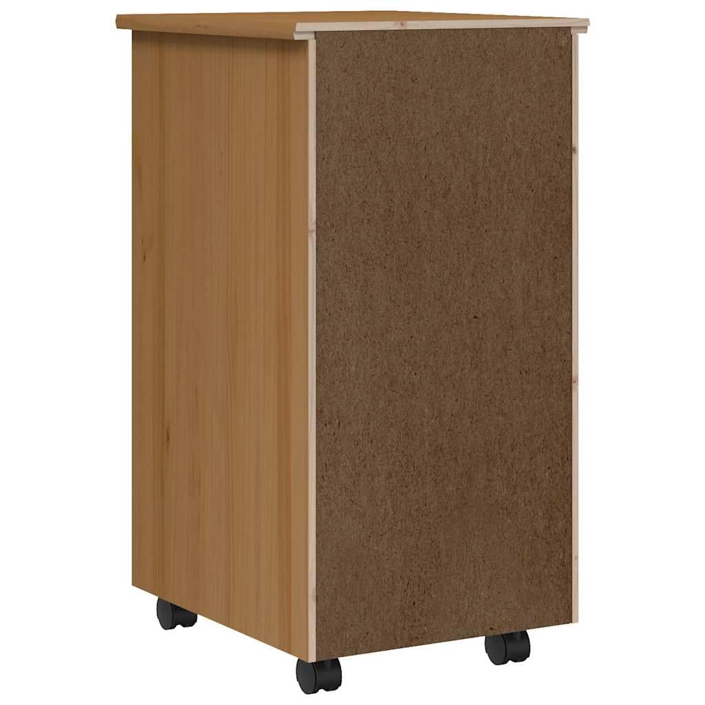 Hothingwell Armadio a rotelle con cassetti in legno di pino massiccio marrone miele, raccoglitore a rotelle per ufficio, ampio spazio di archiviazione per documenti e file, design rustico