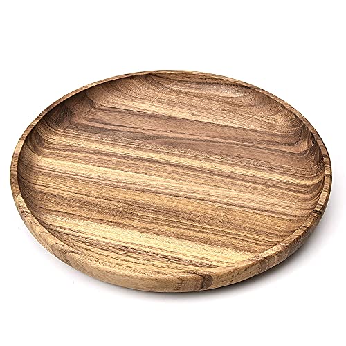 IMIEE 7.87インチ丸型木製フードトレイナチュラルチークファッションスナックプレート木製丸型食器 20 * 20cmシングル