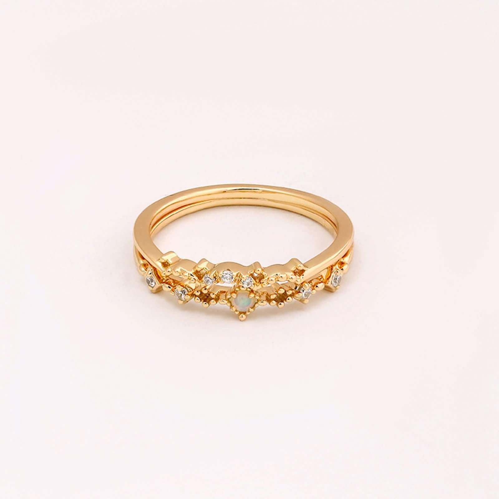 Anelli per partner in oro Au 375/585/750 con opale colorato, anello impilabile, anello nuziale