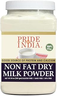 Pride Of India - Nonfat Dry Milk Powder - Protein & Calcium Rich - 1.25 lbs (20oz) Jar