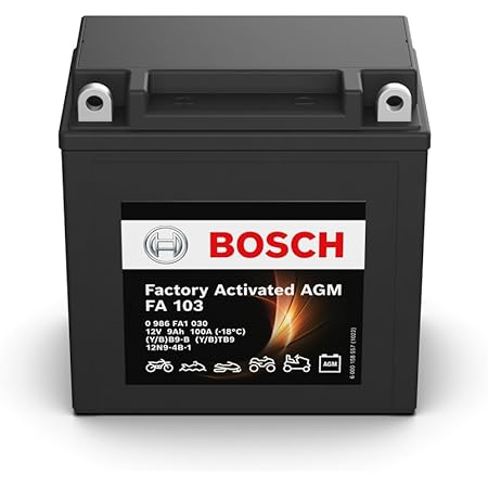 Bosch FA105 - AGM-Motorradbatterie - 12V 210A 12Ah - Geeignet Für Motorräder, Mo