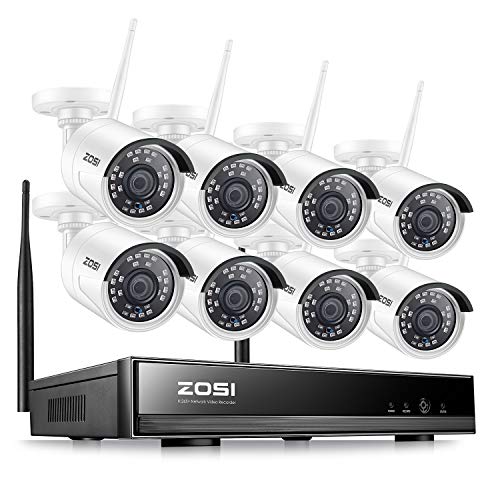 Full HD 1080P Wireless Überwachungskamera System 8CH 1080P WLAN NVR mit 8 HD 2MP Outdoor Funk Kamera Set ohne HDD, 20M IR Nachtsicht