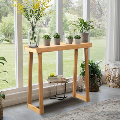 Karl home Narrow Entryway Table, 36 Inch, Pine Wood Console Tables for Entryway, Slim Sofa Tables Behind Couch for Living Room, Hallway, Entrance, 36 x 12 x 32, Natural Wood