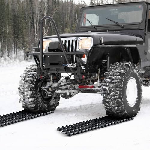 TANGZON 2PCS Recovery Traction Boards, Portable Emergency Traction Tracks for Off-Road Sand/Mud/Snow, Heavy Duty Traction Tire ladder Mat for Car Van AUV Truck (85 x 21 x 3 cm) - Image 6