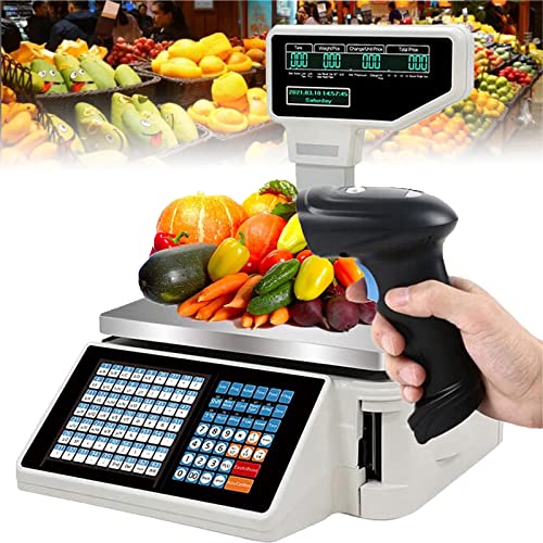 Báscula Comercial Digital con Impresora y Escáner de Códigos