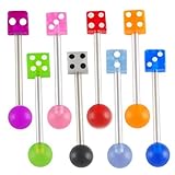 bodyjewellery 14g 14 gauge 11/16 Inch 18mm surgical steel tongue bar ear nipple barbell rings balls dice acrylic lot AIGV Piercing 8Pcs