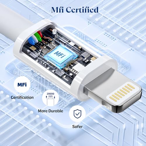 Image of SAKIT MFi Certified 27W Type C to Lightning Super Fast Charging Cable, High-Speed Data Sync, Durable Type C to iPhone Charger Cord,1M (3.3ft),Compatible with iPhone 14 /13 /12 /11 /X /8 /7 /6 /5 Series,White