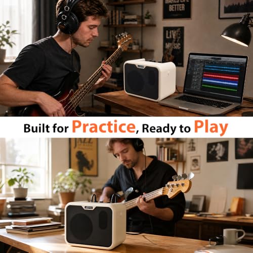 Image of JOYO 10W Mini Bass Amp Bass Guitar Practice Amp Combo Bass Amplifier Portable Small Battery Powered Bass Amp Dual Channel (MA-10B)
