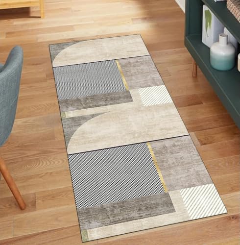 Alfombra de pasillo beige de 120 x 200 cm lavable para cocina 2
