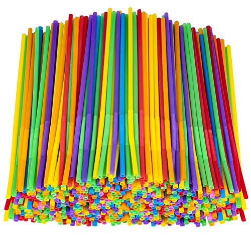 Suwimut 600 Pack Flexible Plastic Straws, 10.2 Inch Extra Long Colorful Disposable Bendy Party Fancy Straws, Bendable Plastic Drinking Straw Assorted Colors for Milshakes Smoothies Milk Juice Drinks