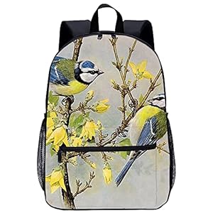 Blaumeisen! Schwarzer Freizeitrucksack mit 3D Druck, Vogel-Motiv | Geschenk-Rucks&auml;cke
