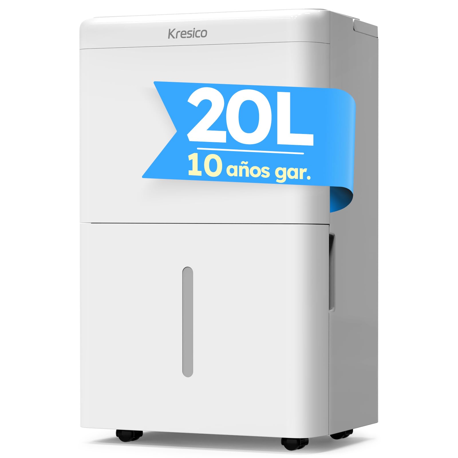 Kresico Deshumidificador 20L/día, Deshumificadores de humedad, Cobertura 150m³/50m² desumidifador, Deshumidificador silencioso electrico con Temporizador, Depósito extraíble