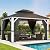 DWVO 10x12ft White Gazebo Hardtop Double Roof Canopy Outdoor Galvanized Roof Aluminum Gazebo with Netting and Curtain Garden Tent for Patio, Backyard and Deck, Grey Curtain