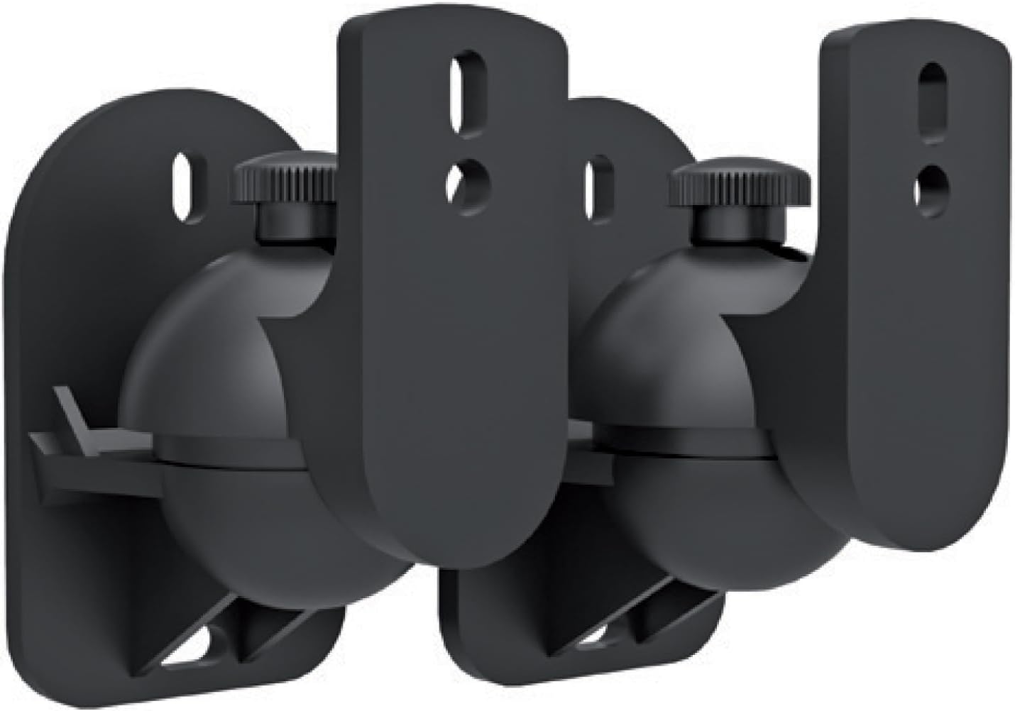 Techly Adjustable Speaker Wall Mount Bracket Stand, Holds Up to 3.5 kg, Surround Sound Speaker Holder with 180 Degree Movement, Black - 1 Pair (2 Pieces)