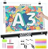 ARTDOT A3 LED Light Pad for Diamond Painting Kits Adults，Diamond Art Light Board, Adjustable Brightness Light Box Drawing Board with Diamond Art Accessories Tools for Tracing(31 x 42cm)
