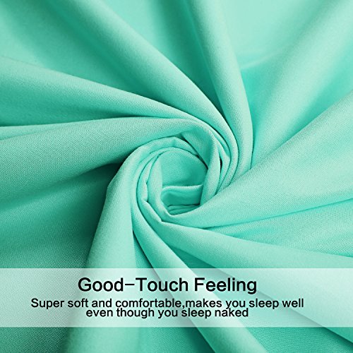 Image of 4 Piece Bed Sheet Set (Full,Mint) 1 Flat Sheet,1 Fitted Sheet and 2 Pillow Cases,Brushed Microfiber Luxury Bedding with Deep Pockets