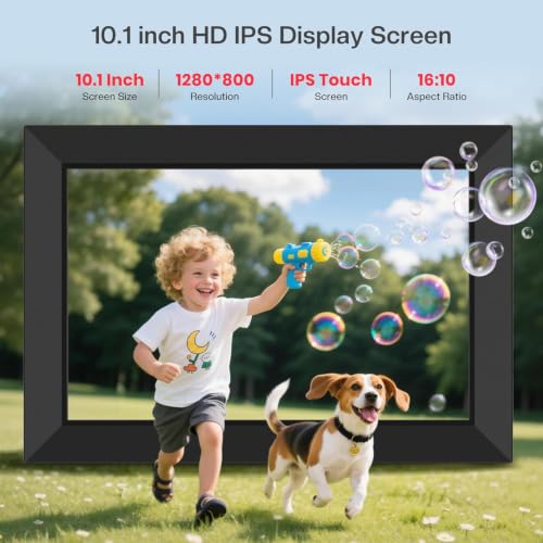 Image of XElectron 10.1 inch WiFi Digital Photo Frame with Slideshow, Video & Sound HD IPS Touch Screen, Smart Cloud Picture Frame with 32GB Internal Memory, Easy to Share via Frameo App Auto-Rotate