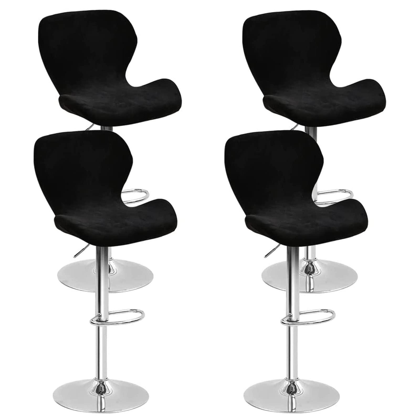 Leomix Velvet Bar Stool Cover Curved Swivel Set, Stretch Counter Height Bar Stools Cover, for Short Back Dinning Room Bar Chair,K,4pack