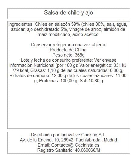 Salsa de chile y ajo 368g