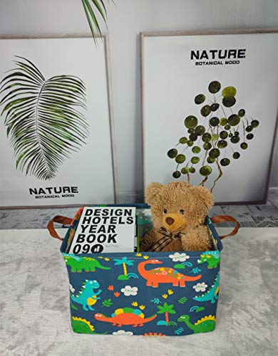 Asketam Kid Cute Rectangle Toy Storage Basket, Collapsible Toy Box For Boy, Nursery Playroom Bedroom Toy Chest Decor Baby Clothes Hamper(Color Dinosaur) #TOP4