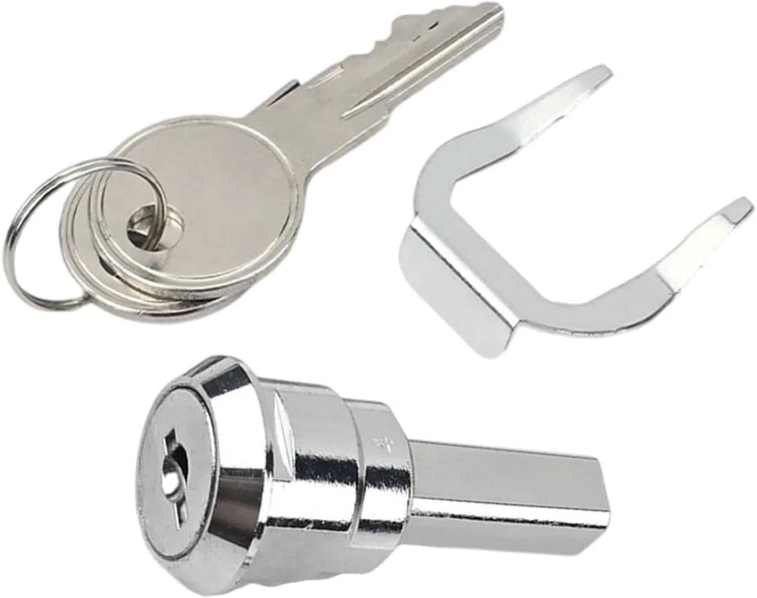 Elzhan Silver A Set Universal Stainless Toolbox Lock, Toolbox Lock Iron Cabinet Insert Linkage Drawer Locks Set,180° Rotation Unlocking(1 Fastening Tab And 2 Keys,1 Cylinder) Cabinet Hardware