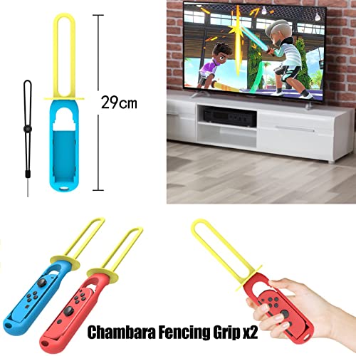 10 in 1 Switch Sport Zubehör Bündeln, 2022 Switch Sports Bundle für Switch/Switch OLED, Switch Sport Kits mit Armbändern, Tennisschlägern, Beingurten, Fitness Boxhandgriffen und Fechten - Image 7